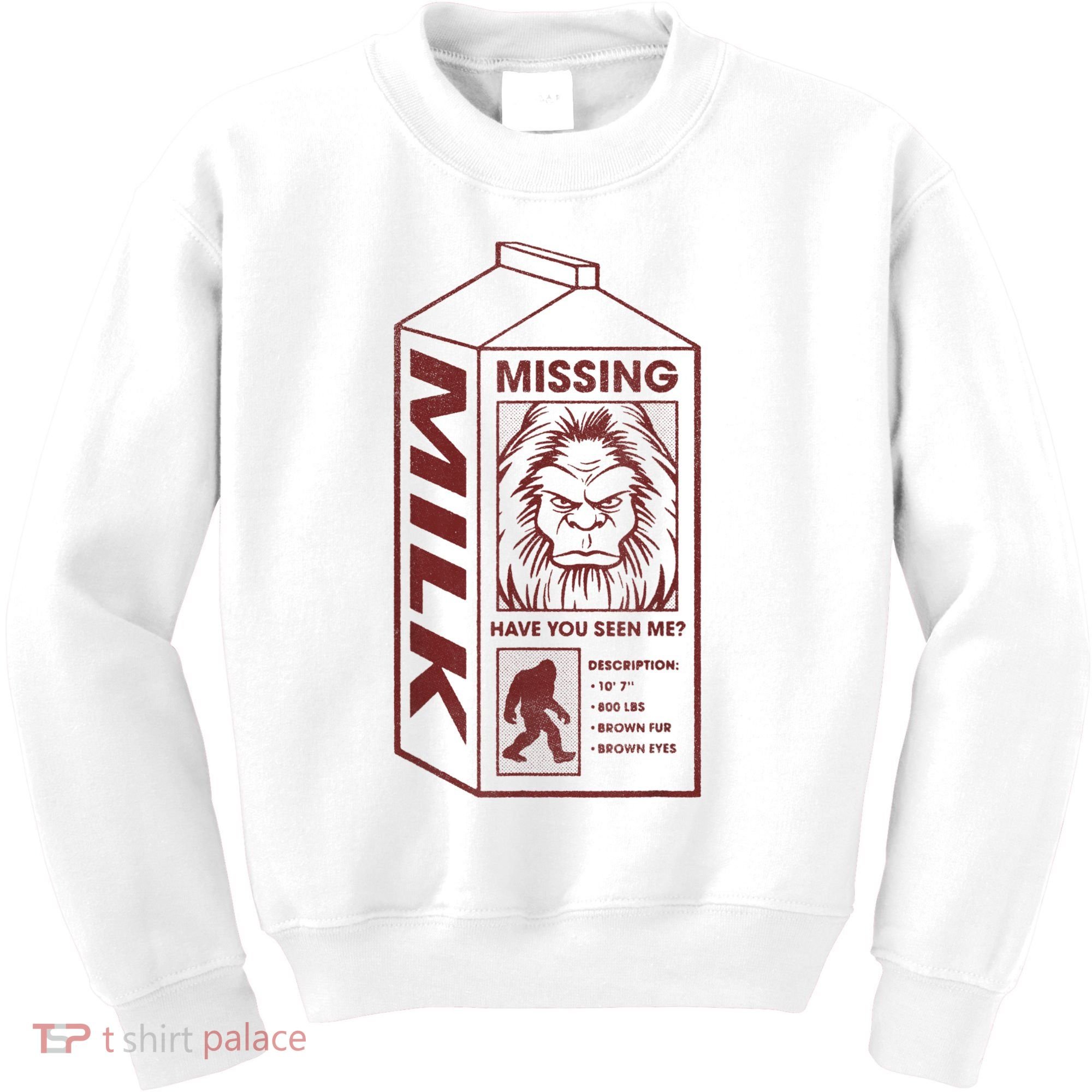 Milk Carton Missing Bigfoot Kids Sweatshirt