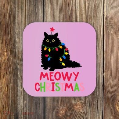 Meowy Christmas Coaster