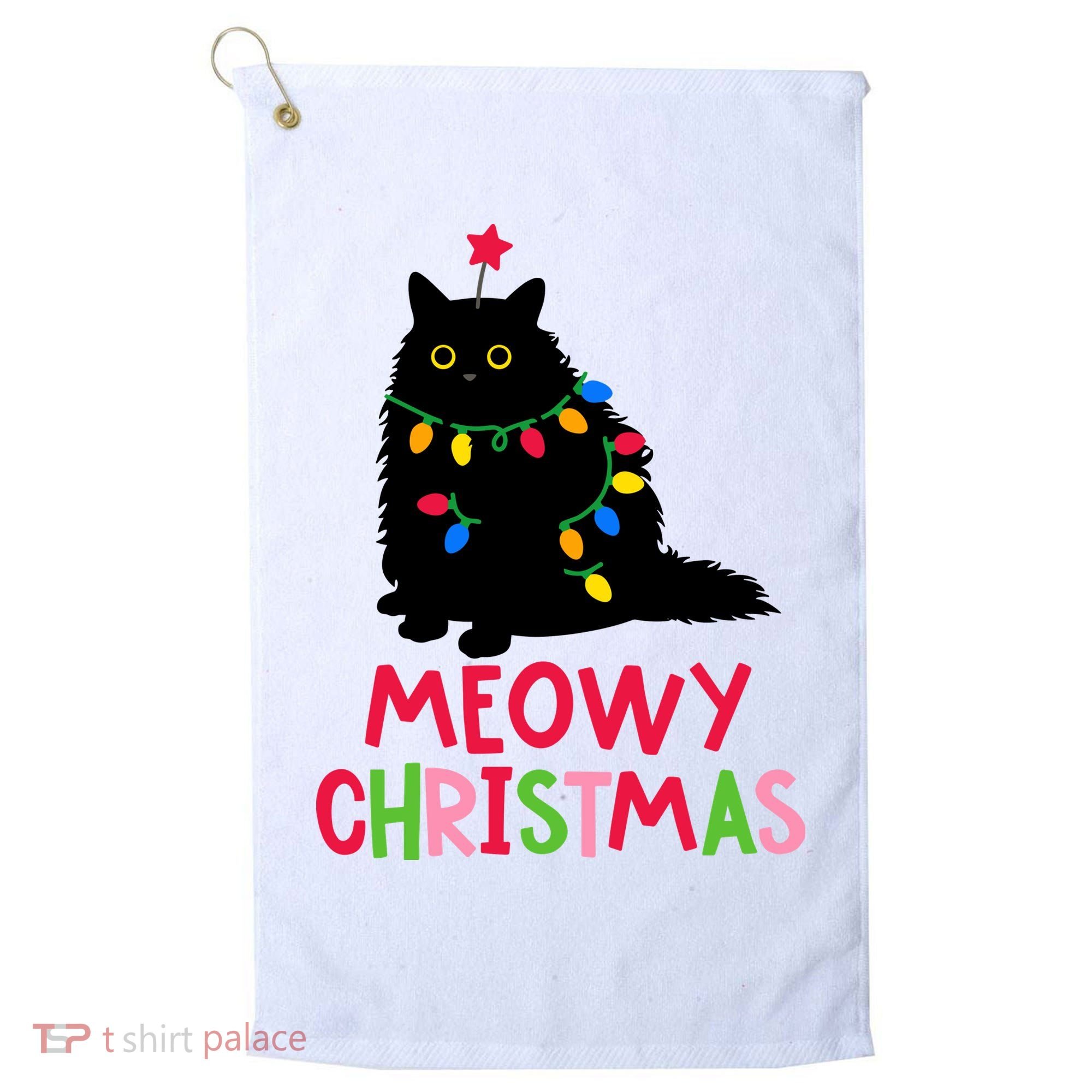 Meowy Christmas Golf Towel