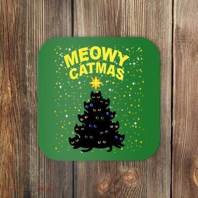 Meowy Christmas Coaster