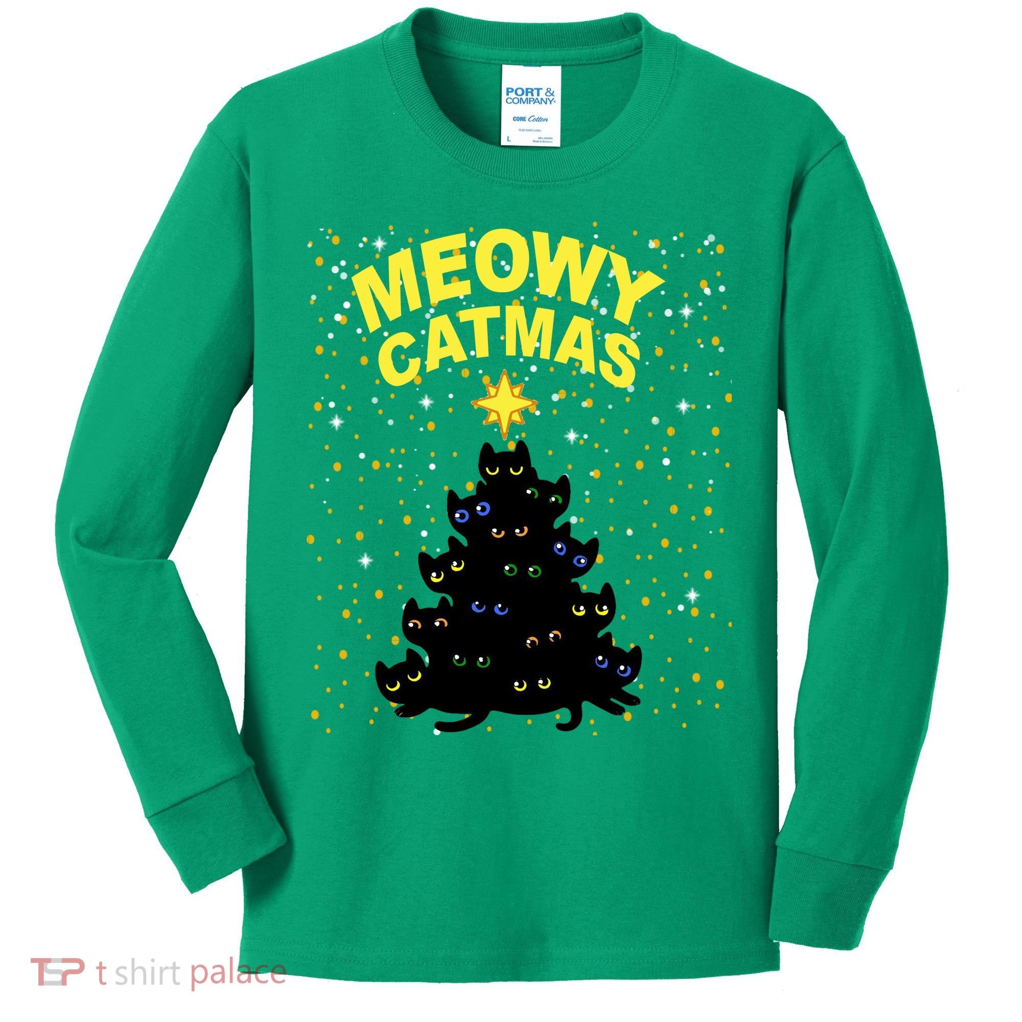 Meowy Christmas Kids Long Sleeve Shirt