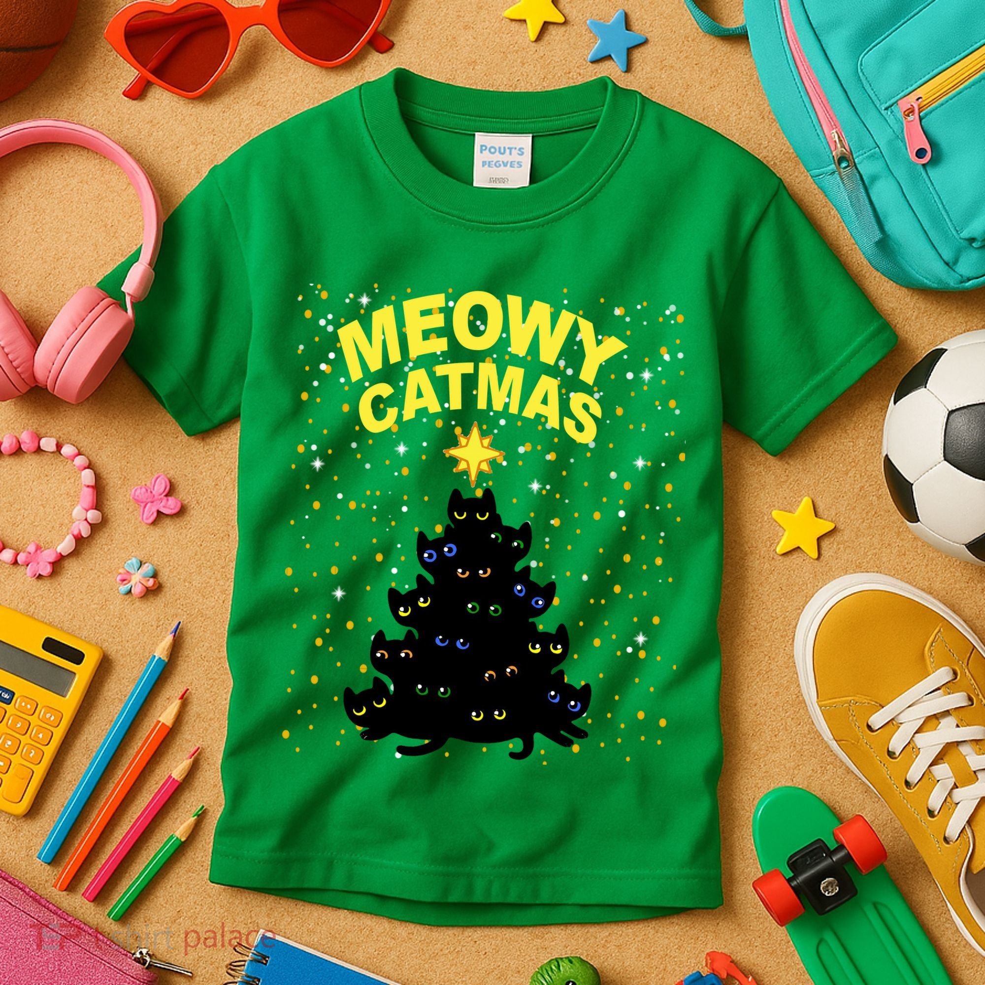 Meowy Christmas Kids T-Shirt