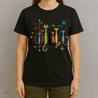 Mid Century Modern Look Cats Vintage 50s 60s Style T-Shirt thumb 4