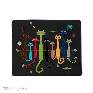Mid Century Modern Look Cats Vintage 50s 60s Style Mousepad