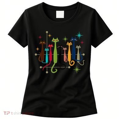 Mid Century Modern Look Cats Vintage 50s 60s Style Women's T-Shirt