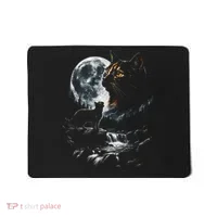 Mystical Cat Moonlight Waterfall Scene Mousepad thumb 0