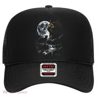 Mystical Cat Moonlight Waterfall Scene Hat thumb 0