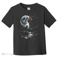 Mystical Cat Moonlight Waterfall Scene Toddler T-Shirt thumb 0