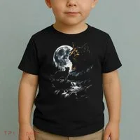 Mystical Cat Moonlight Waterfall Scene Toddler T-Shirt thumb 2