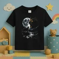 Mystical Cat Moonlight Waterfall Scene Toddler T-Shirt thumb 3