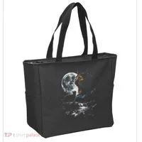 Mystical Cat Moonlight Waterfall Scene Tote Bag thumb 2