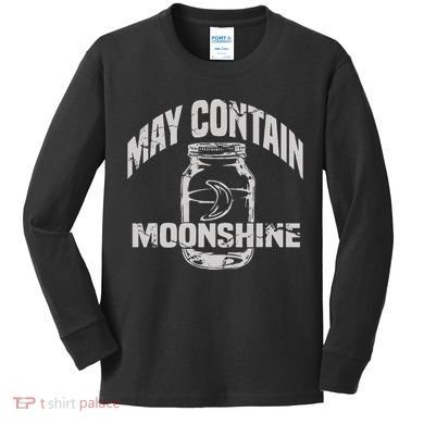 May Contain Moonshine Funny Gift Kids Long Sleeve Shirt