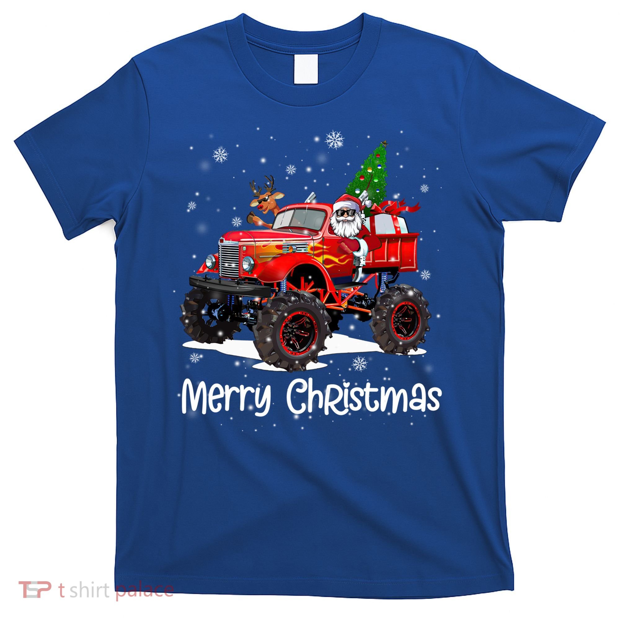 Merry Christmas Monster Truck Reindeer Santa Xmas Pajamas Meaningful Gift T-Shirt