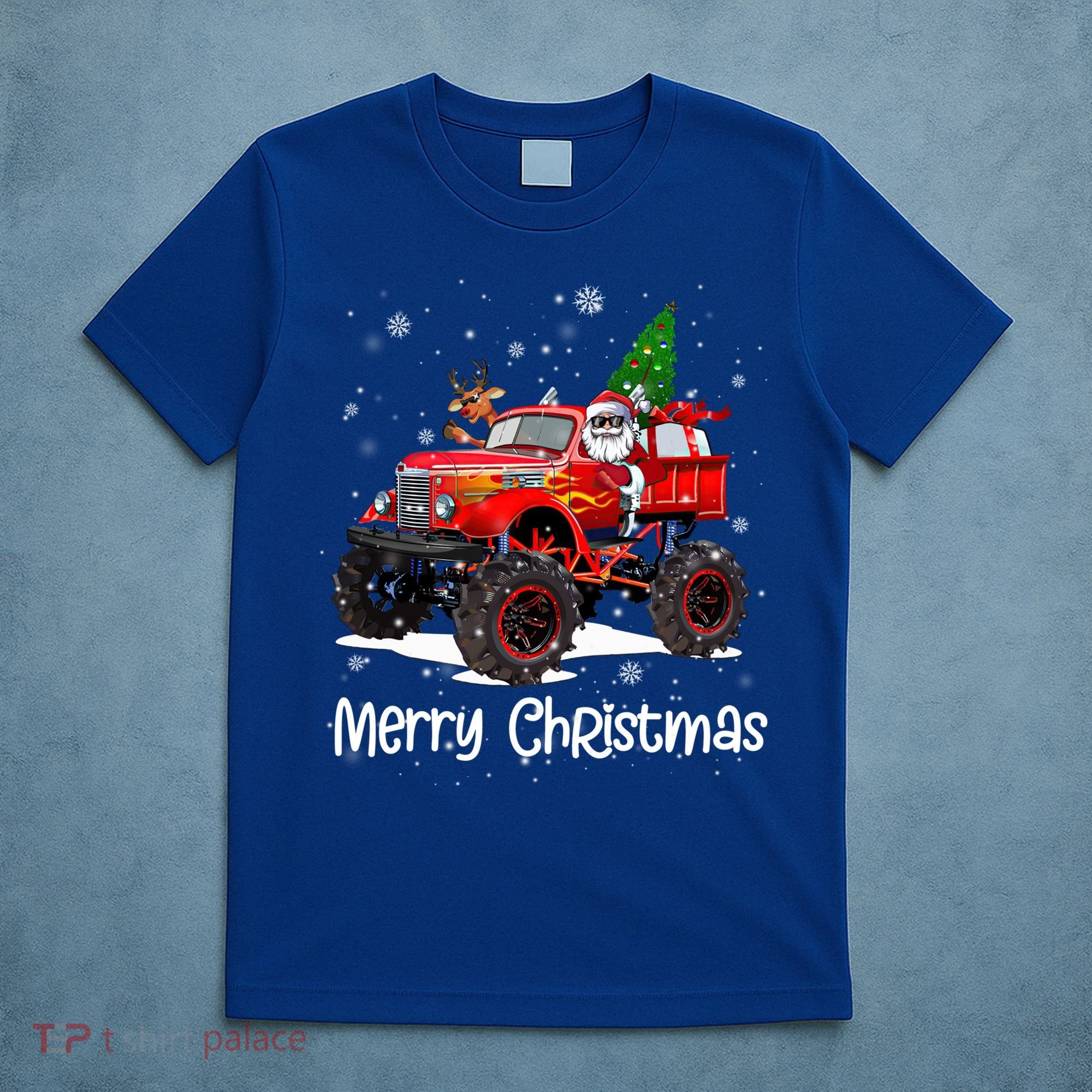 Merry Christmas Monster Truck Reindeer Santa Xmas Pajamas Meaningful Gift T-Shirt