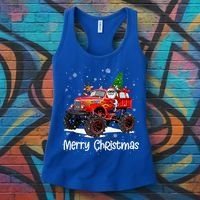 Merry Christmas Monster Truck Reindeer Santa Xmas Pajamas Meaningful Gift Women's Tank Top thumb 3