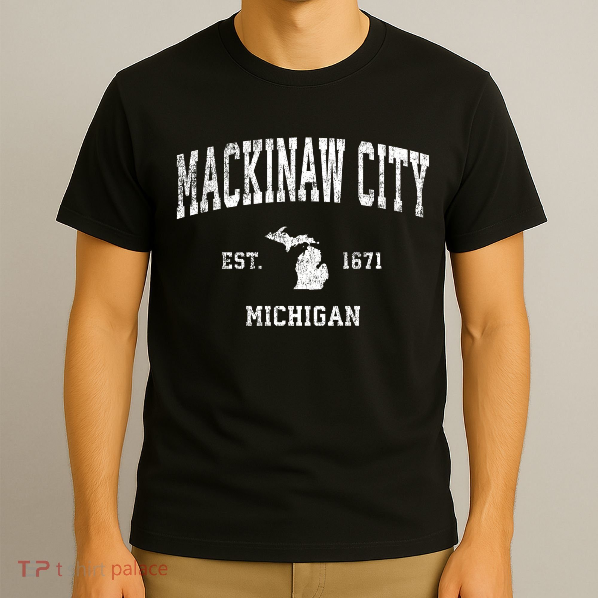 Mackinaw City Michigan Mi Vintage Athletic Sports T-Shirt