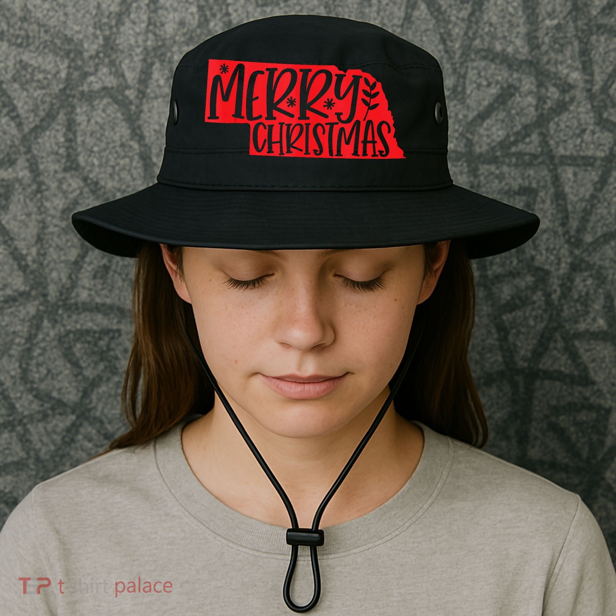 Merry Christmas Nebraska Tank Top Bucket Hat