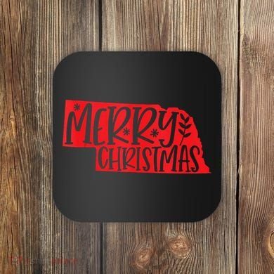 Merry Christmas Nebraska Tank Top Coaster