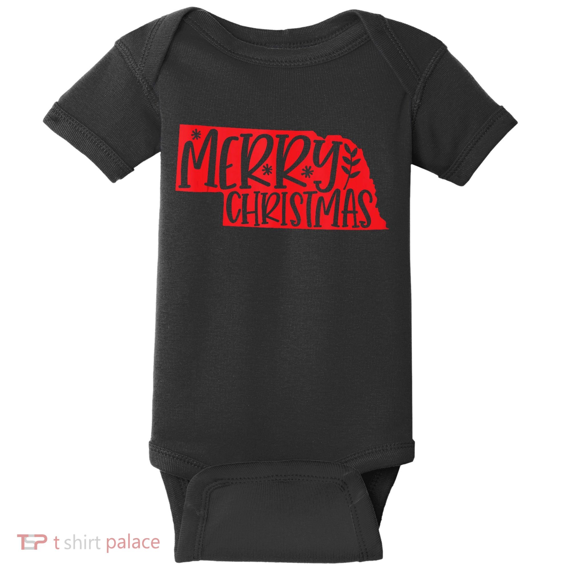 Merry Christmas Nebraska Tank Top Baby Bodysuit