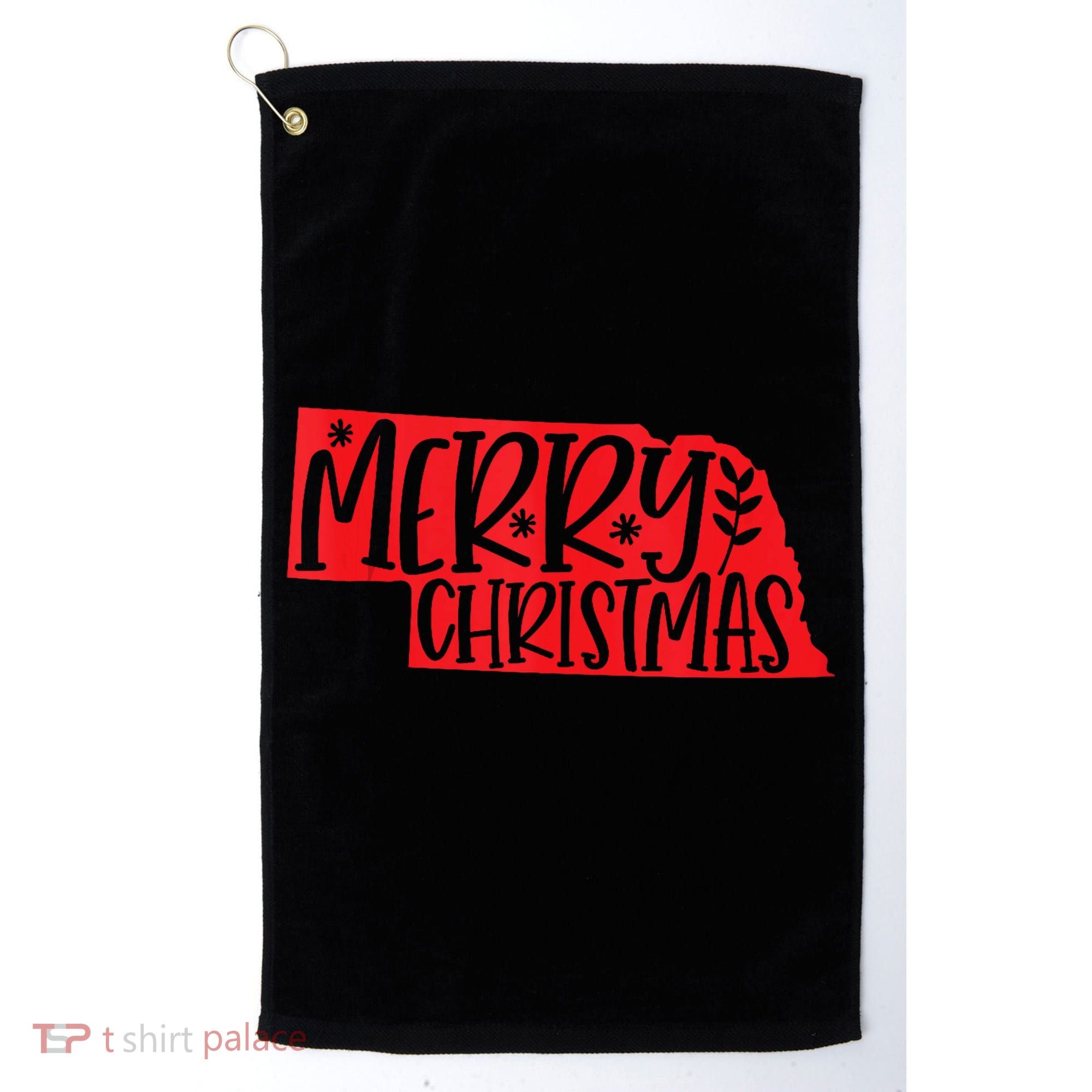 Merry Christmas Nebraska Tank Top Golf Towel