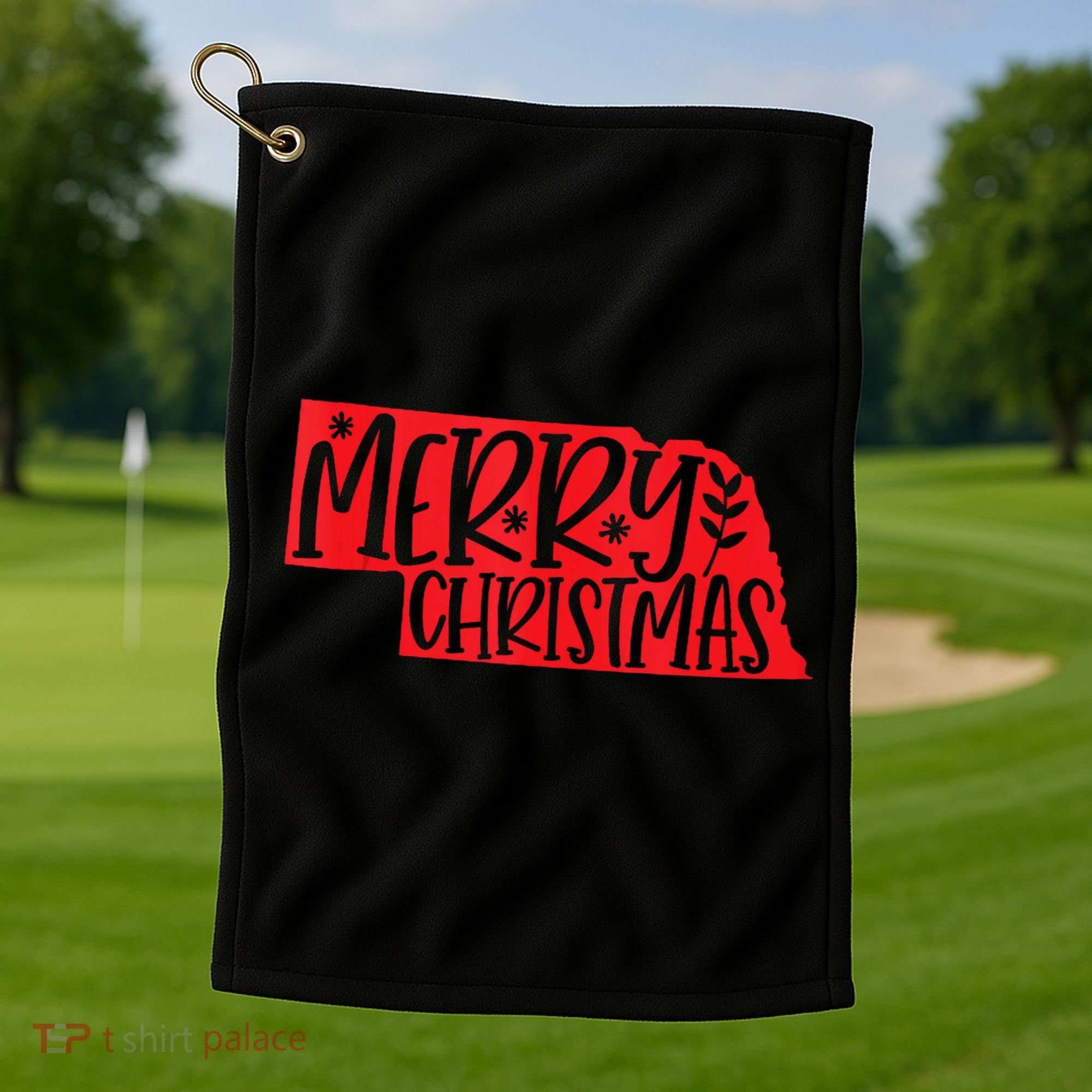 Merry Christmas Nebraska Tank Top Golf Towel
