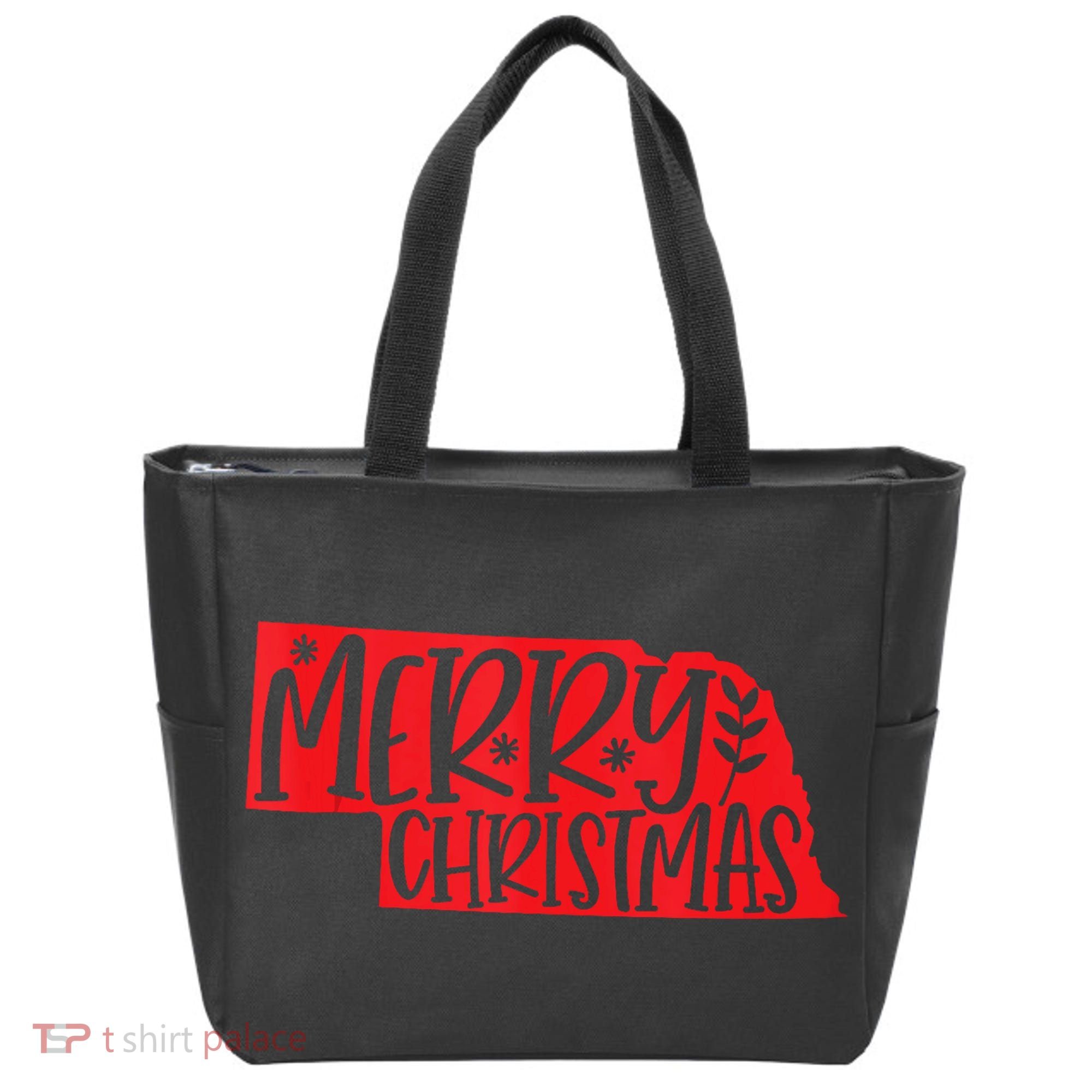 Merry Christmas Nebraska Tank Top Tote Bag