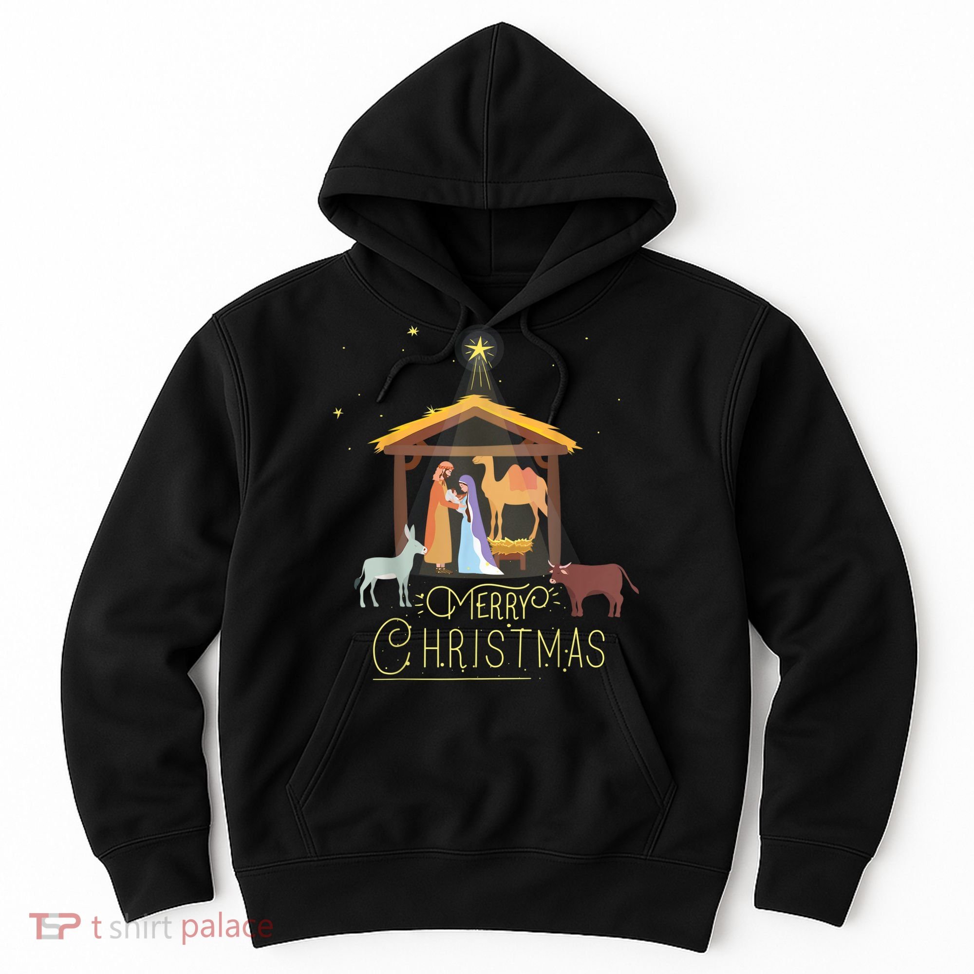 Merry Christmas Nativity Scene North Star Baby Jesus Hoodie