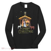 Merry Christmas Nativity Scene North Star Baby Jesus Long Sleeve Shirt thumb 0