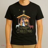 Merry Christmas Nativity Scene North Star Baby Jesus T-Shirt thumb 3