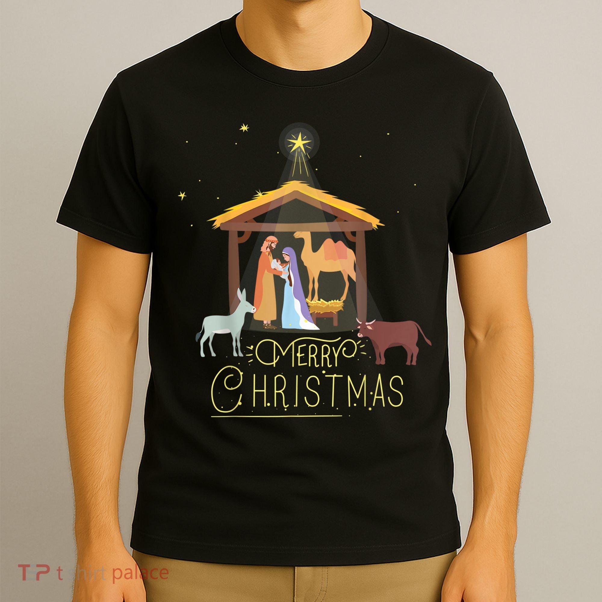 Merry Christmas Nativity Scene North Star Baby Jesus T-Shirt