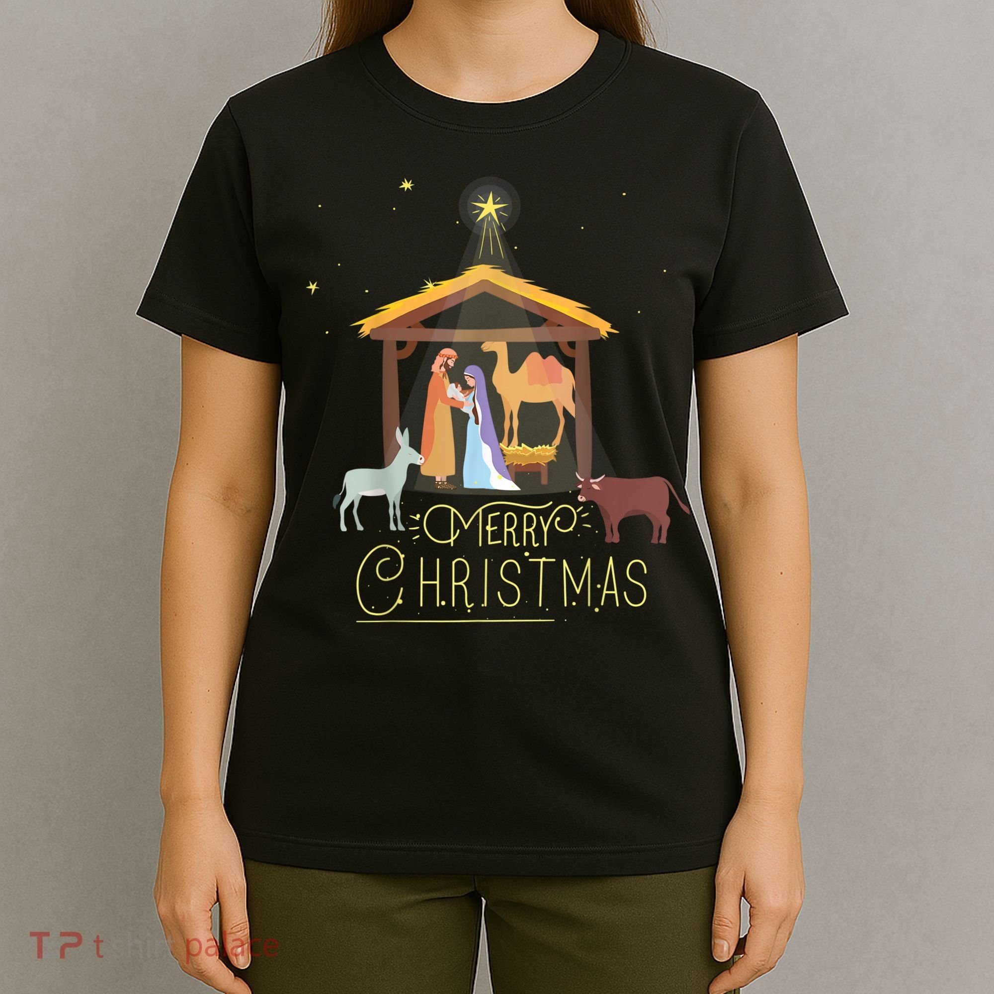 Merry Christmas Nativity Scene North Star Baby Jesus T-Shirt