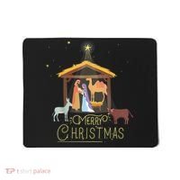 Merry Christmas Nativity Scene North Star Baby Jesus Mousepad thumb 0
