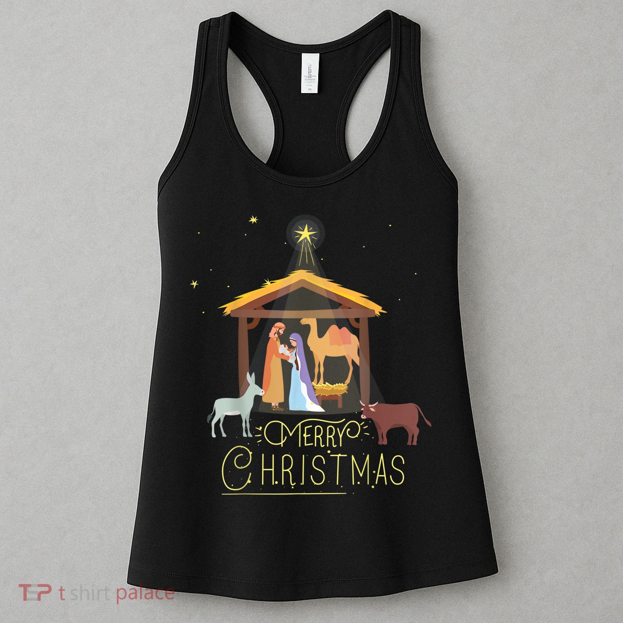 Merry Christmas Nativity Scene North Star Baby Jesus Women's Tank Top