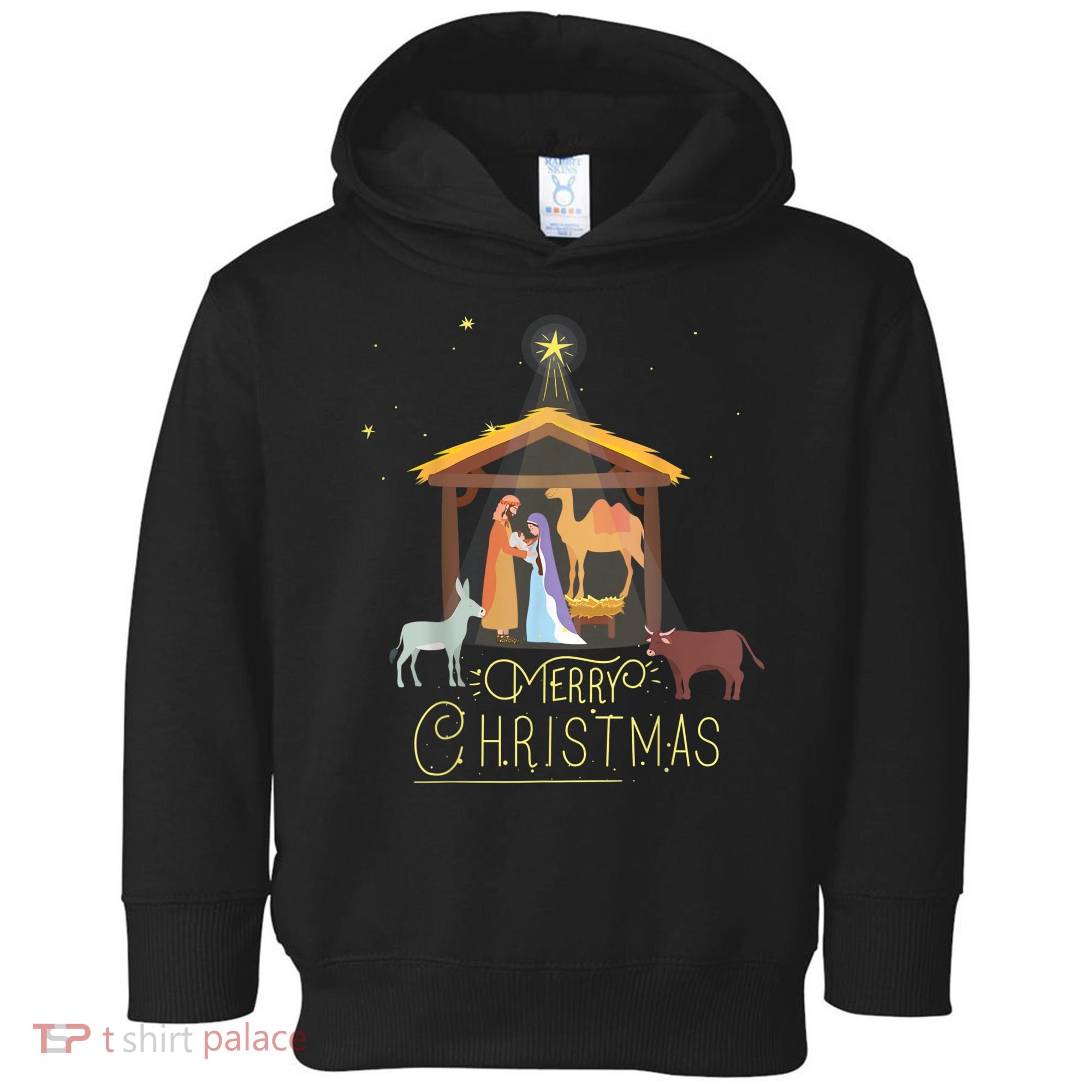 Merry Christmas Nativity Scene North Star Baby Jesus Toddler Hoodie