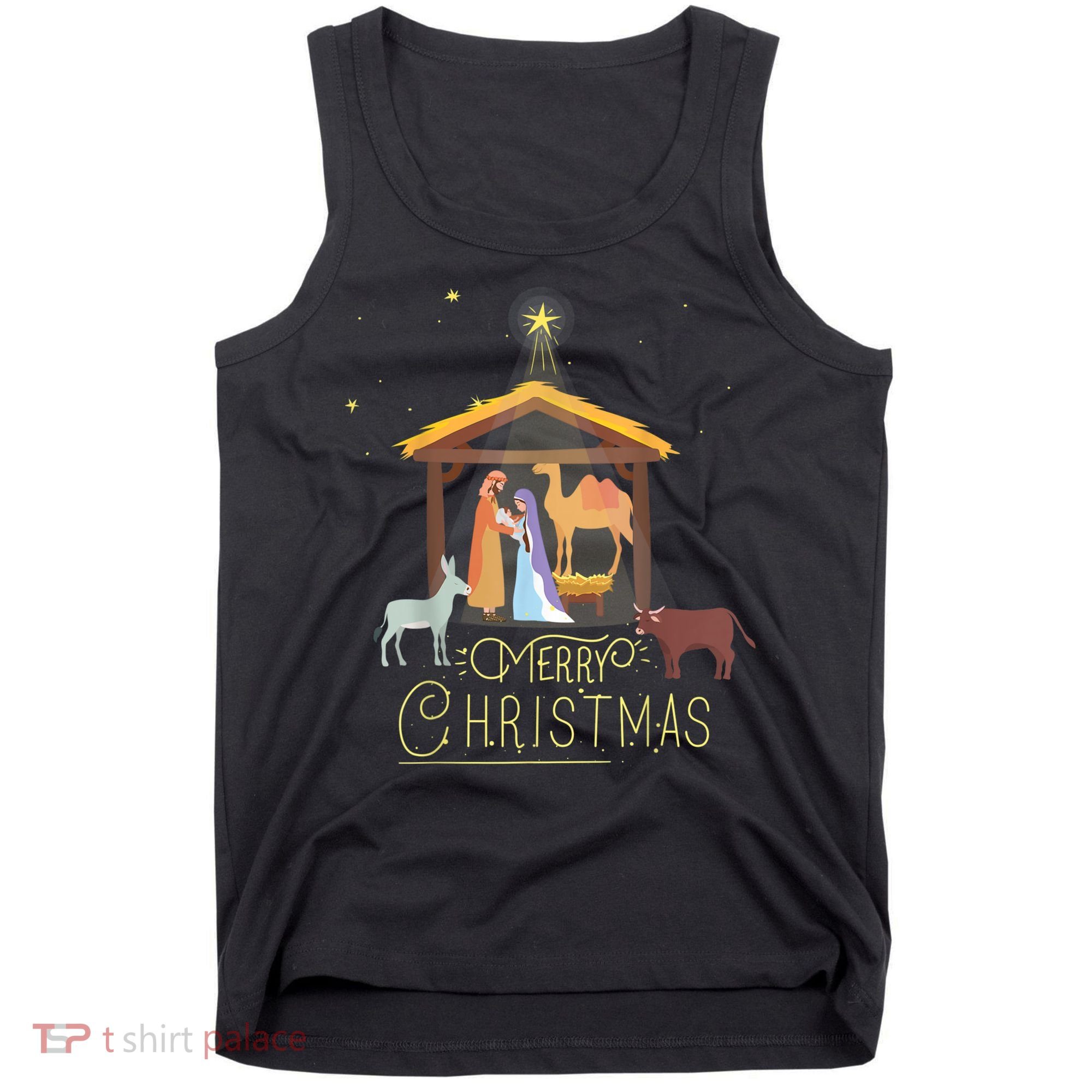 Merry Christmas Nativity Scene North Star Baby Jesus Tank Top