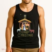 Merry Christmas Nativity Scene North Star Baby Jesus Tank Top thumb 3