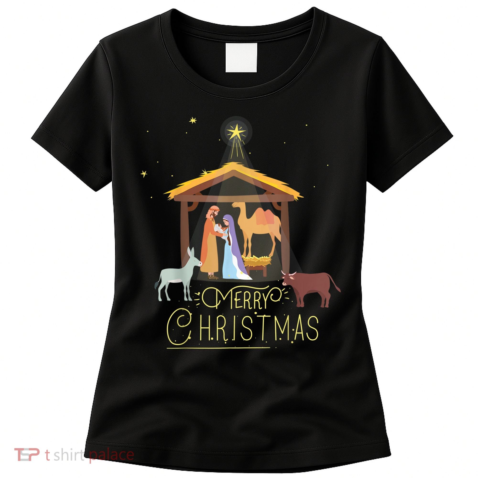 Merry Christmas Nativity Scene North Star Baby Jesus Women's T-Shirt