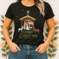 Merry Christmas Nativity Scene North Star Baby Jesus Women's T-Shirt thumb 2