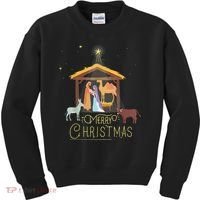 Merry Christmas Nativity Scene North Star Baby Jesus Kids Sweatshirt thumb 0
