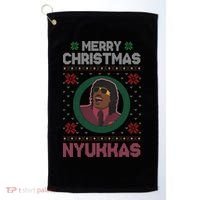 Merry Christmas Nyukkas Funny Christmas Apparel Golf Towel thumb 0