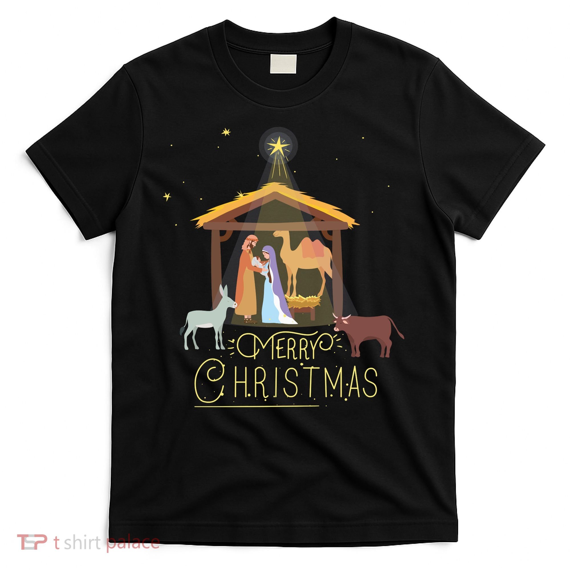 Merry Christmas Nativity Scene North Star Baby Jesus Long Sleeve T-Shirt
