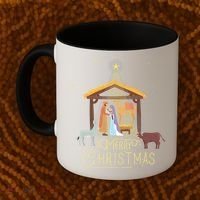Merry Christmas Nativity Scene North Star Baby Jesus Long Sleeve Coffee Mug thumb 2