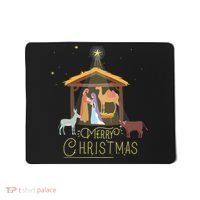 Merry Christmas Nativity Scene North Star Baby Jesus Long Sleeve Mousepad thumb 0