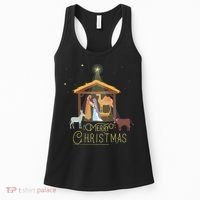 Merry Christmas Nativity Scene North Star Baby Jesus Long Sleeve Women's Tank Top thumb 0