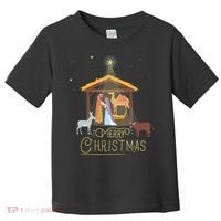 Merry Christmas Nativity Scene North Star Baby Jesus Long Sleeve Toddler T-Shirt thumb 0