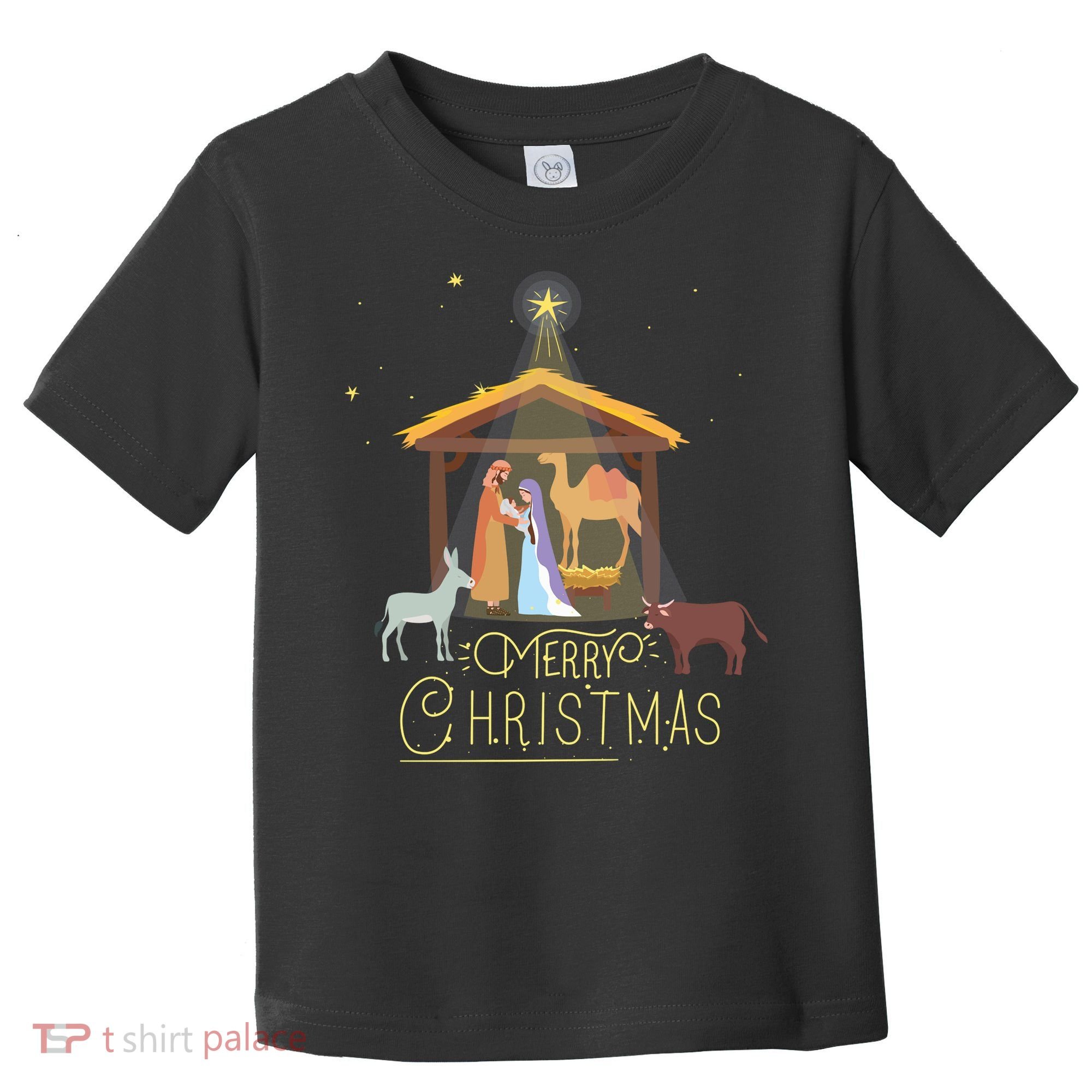 Merry Christmas Nativity Scene North Star Baby Jesus Long Sleeve Toddler T-Shirt