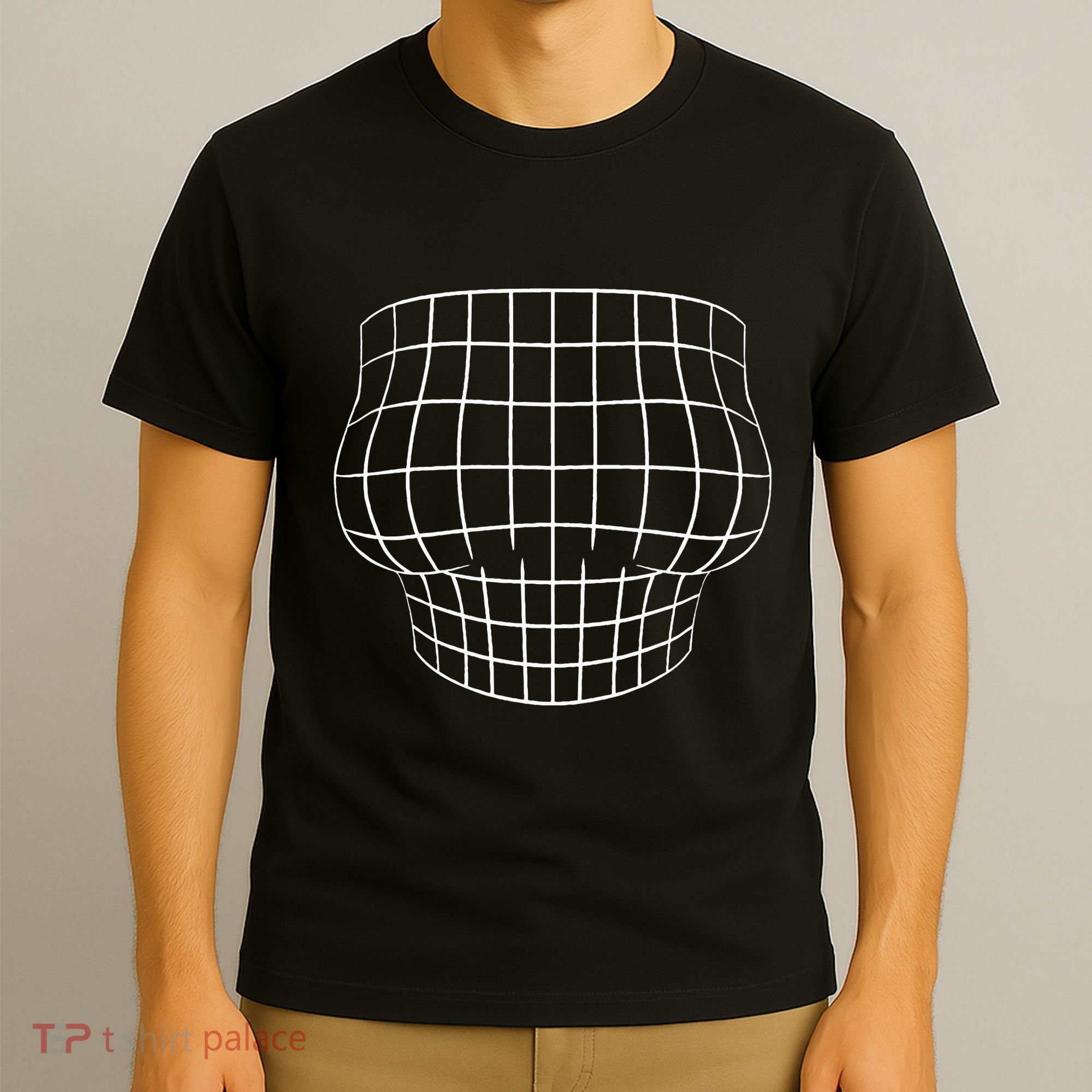 Magnified Chest Optical Illusion Grid Big Boobs T-Shirt