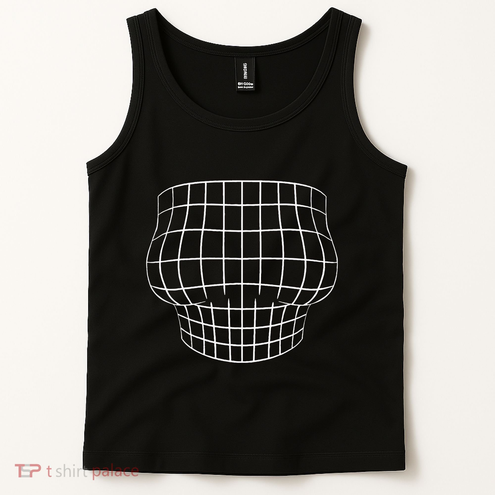 Magnified Chest Optical Illusion Grid Big Boobs Tank Top