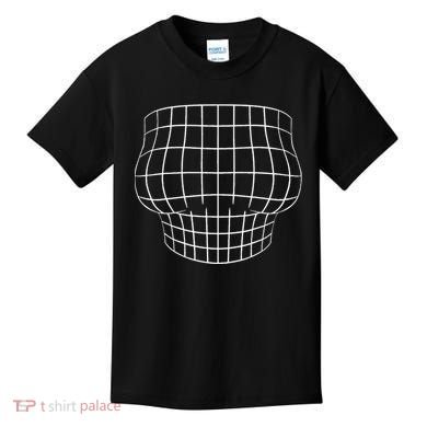 Magnified Chest Optical Illusion Grid Big Boobs Kids T-Shirt