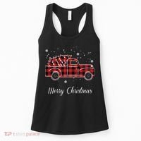 Merry Christmas Old Fashion Pick Up Truck Tree Women's Tank Top thumb 0